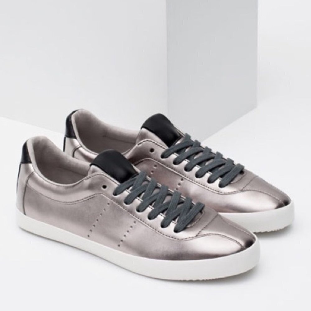 Zara Shiny Plimsolls, Sz 37